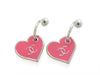 Vintage Chanel stud earrings heart CC logo dangle pink