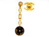 Vintage Chanel stud earrings CC logo clover dangle long