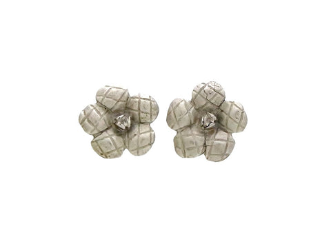 Vintage Chanel stud earrings camellia metallic color