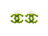Vintage Chanel stud earrings CC logo green ball