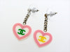 Vintage Chanel stud earrings CC logo heart dangle