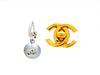 Vintage Chanel stud earrings CC logo silver pearl dangle