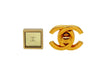 Vintage Chanel stud earrings CC logo mirror square