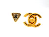 Vintage Chanel stud earrings CC logo glass stone