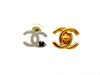 Vintage Chanel stud earrings CC logo black stone