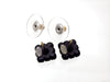 Vintage Chanel stud earrings CC logo rhinestone square