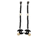 Vintage Chanel stud earrings black CC logo pearl beads dangle