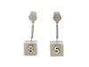 Vintage Chanel stud earrings No. 5 cube dangle metallic color