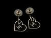 Vintage Chanel stud earrings CC logo black heart dangle