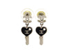Vintage Chanel stud earrings CC logo heart key dangle