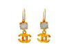 Vintage Chanel stud earrings white stone CC logo dangle