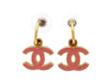 Vintage Chanel stud earrings pink CC logo dangle