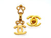 Vintage Chanel stud earrings CC logo dangle large
