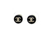 Vintage Chanel stud earrings CC logo black round small