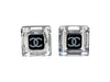 Vintage Chanel stud earrings CC logo rhinestone square