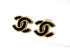 Vintage Chanel stud earrings black CC logo