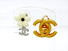 Vintage Chanel stud earrings white flower dangle