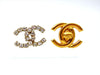 Vintage Chanel stud earrings rhinestone CC logo