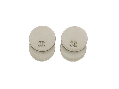 Vintage Chanel stud earrings CC logo metallic color