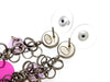 Vintage Chanel stud earrings pink CC logo spangles super long
