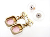 Vintage Chanel stud earrings CC logo pink stone