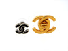 Vintage Chanel stud earrings CC logo black & silver