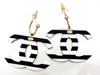 Vintage Chanel stud earrings large CC logo black & white rare