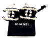 Vintage Chanel stud earrings large CC logo black & white rare