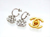 Vintage Chanel stud earrings CC logo rhinestone dangle