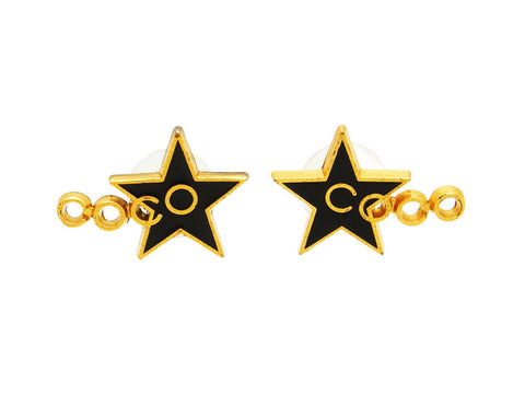 Vintage Chanel stud earrings COCO black star