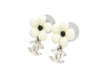 Vintage Chanel stud earrings white flower CC logo dangle