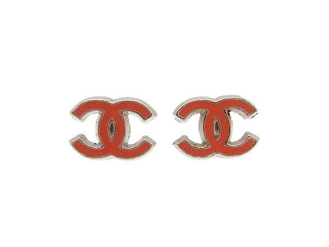 Vintage Chanel stud earrings CC logo pink