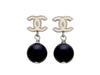 Vintage Chanel stud earrings CC logo black ball dangle