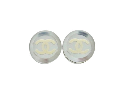 Vintage Chanel stud earrings CC logo mirror round