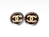 Vintage Chanel stud earrings CC logo mirror round