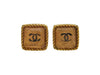 Vintage Chanel stud earrings CC logo pink glass square