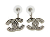 Vintage Chanel stud earrings punched CC logo dangle silver color
