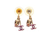 Vintage Chanel stud earrings CC logo doll head dangle