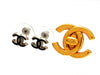 Vintage Chanel stud earrings CC logo double C black