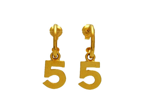Vintage Chanel stud earrings No.5 dangle gold tone