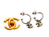 Vintage Chanel stud earrings white CC logo dangle