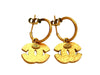 Vintage Chanel stud earrings CC logo double C dangle