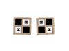 Vintage Chanel stud earrings CC logo black white square