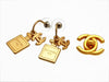 Vintage Chanel stud earrings CC logo No.5 perfume bottle dangle