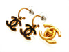 Vintage Chanel stud earrings wood CC logo dangle