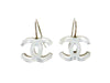 Vintage Chanel stud earrings CC logo mirror dangle