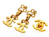 Vintage Chanel stud earrings CC logo dangle large