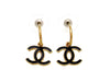 Vintage Chanel stud earrings black CC logo dangle