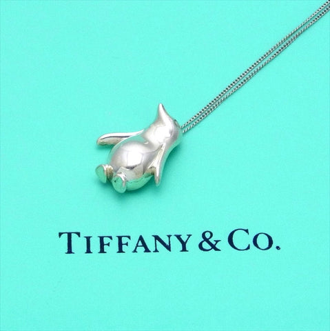 Pre-owned Tiffany & Co chain necklace pendant penguin bird
