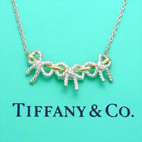 Pre-owned Tiffany & Co necklace triple ribbon 18K Gold